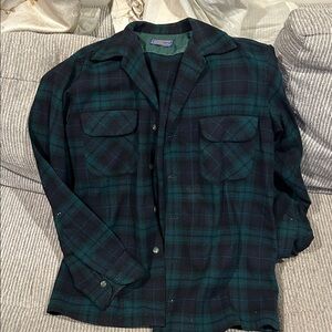 Pendleton Teal and Black Wool Shirt